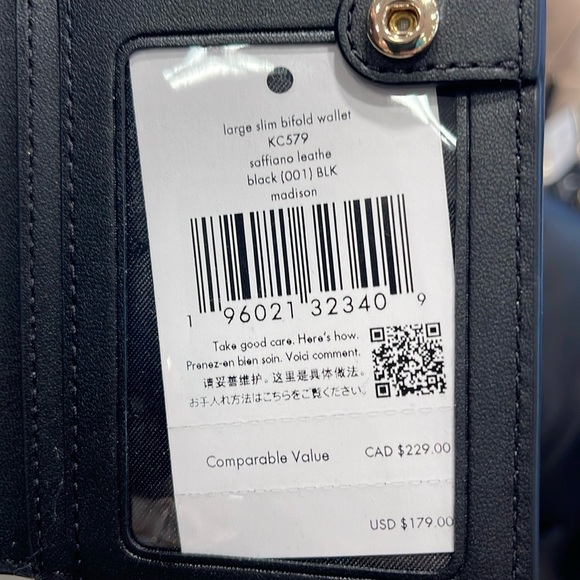 Kate Spade Madison Large Slim Bifold Wallet
Black 
NWT - Picture 13 of 16